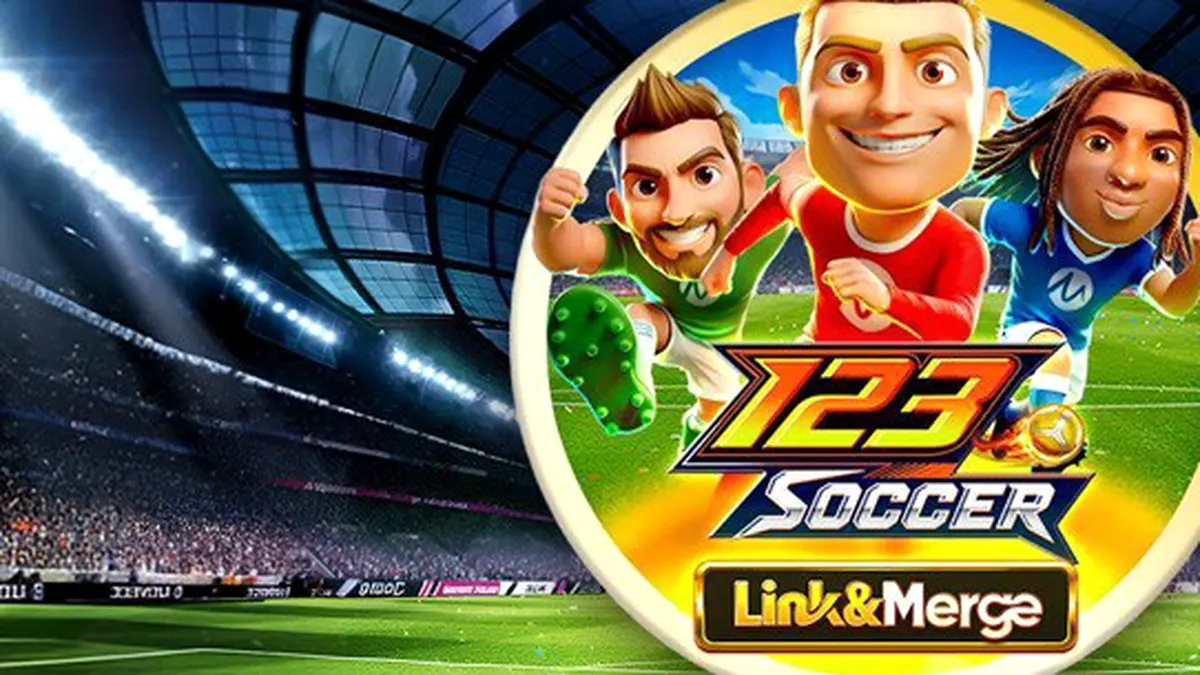 Tampilan visual slot 123 Soccer Link&Merge dengan elemen sepak bola yang dinamis